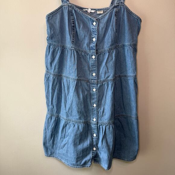 Levi's Women's Sleeveless Button Tiered Denim Dress Size X-Large - Picture 2 of 7